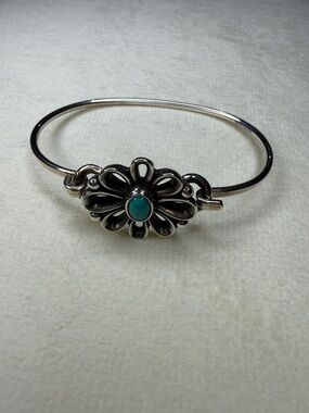 James Avery Sterling Silver Floral Bracelet with Turquoise Stone